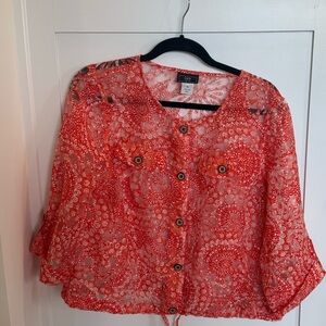 Lark Lane Elegant Orange Sheer Blouse